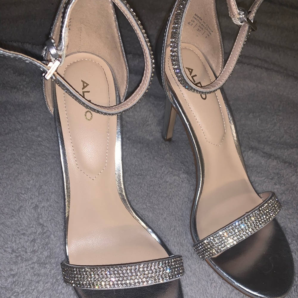 silver heels from aldo